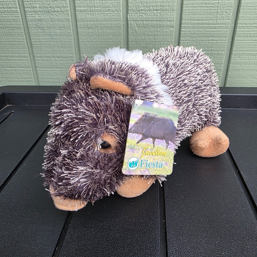 Fiesta Javelina Plush Toy Unisex 8in Brown Shaggy Bean Bag Stuffed Animal